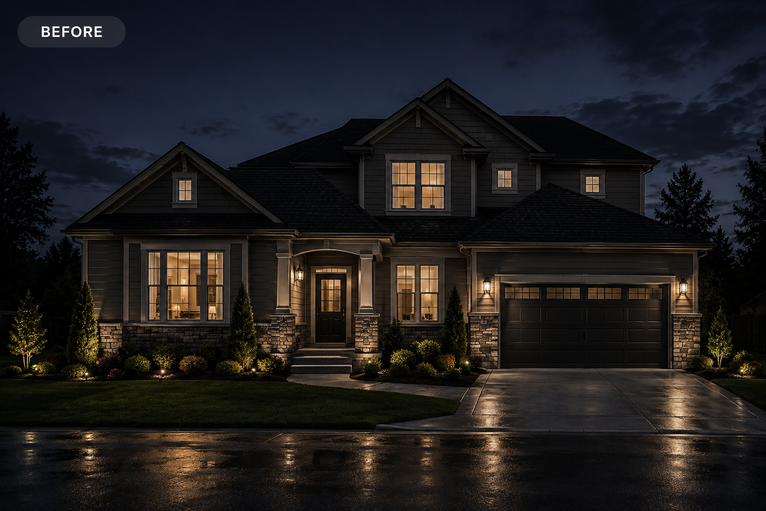 Home before permanent lighting